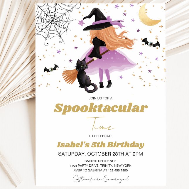 Invitation d'anniversaire Halloween Sorcière Viole (Créateur téléchargé)