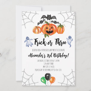 Invitation d'anniversaire Halloween Trick or Three