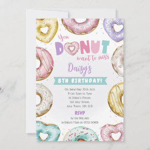 Invitation d'anniversaire Heart Donut Vous n'allez
