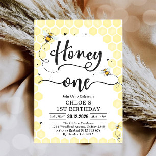 Invitation d'anniversaire Honey One Honey Bee 1ère