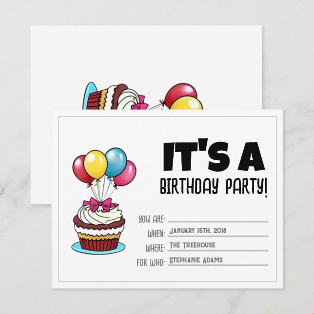 Invitation d'anniversaire | Invitation personnalis (Devant / Derrière)