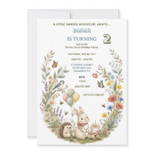 Invitation d'anniversaire Jardin de Lapin, Enfants