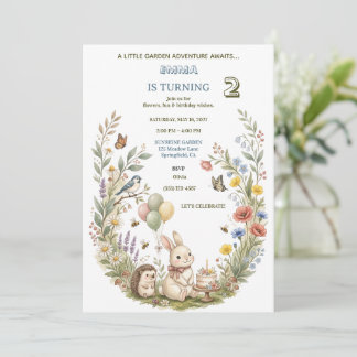 Invitation d'anniversaire Jardin de Lapin, Enfants