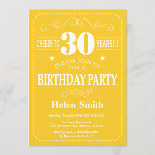Invitation d'anniversaire Jaune et Blanc
