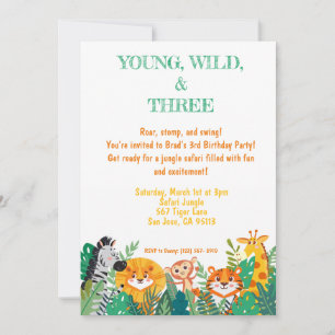 Invitation d'anniversaire Jeune, Sauvage et Trois 