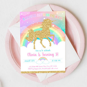 Invitation d'anniversaire jour magique licorne arc