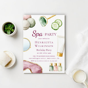 Invitation d'anniversaire journée de spa élégante 