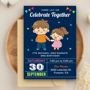 Invitation d'anniversaire jumelle pour frères et s
