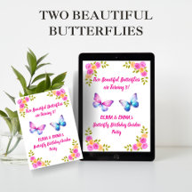 Invitation d'anniversaire jumelles papillon | Fill