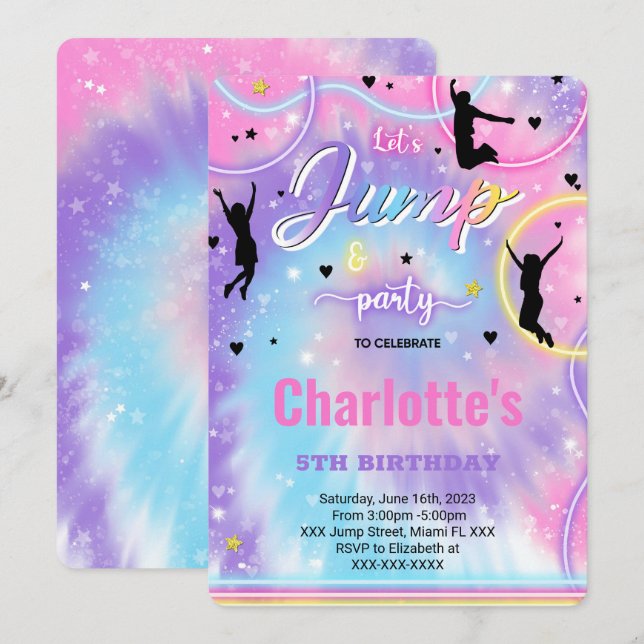 Invitation d'anniversaire Jump (Devant / Derrière)