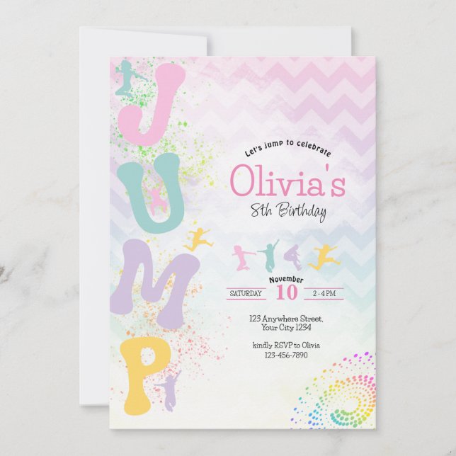 Invitation d'anniversaire Jumps Trampoline (Devant)