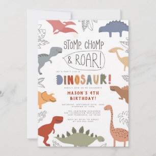 Invitation d'anniversaire Jungle de Dinosaures T-R