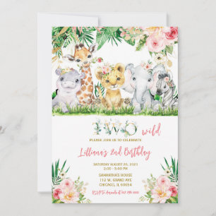 Invitation d'anniversaire Jungle Girl Two Wild