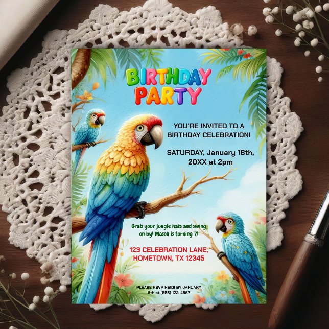 Invitation d'anniversaire Jungle Tropical pour Enf (Créateur téléchargé)