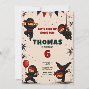 Invitation d'anniversaire Karaté Ninja Warrior
