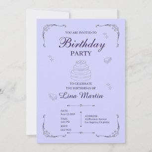 Invitation d'anniversaire lavande