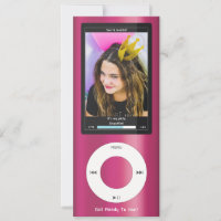 Invitation d'anniversaire Lecteur MP3 Rose II