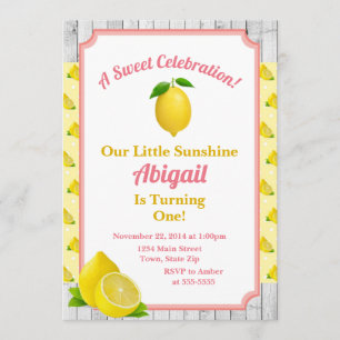 Invitation d'anniversaire Lemon Lemonade 1er anniv