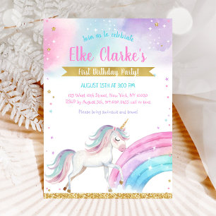 Invitation d'anniversaire Licorne Arc-en-ciel Jour