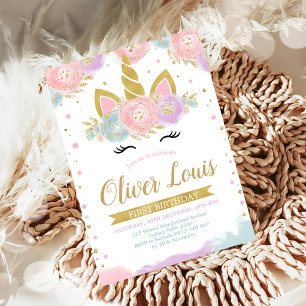 Invitation d'anniversaire Licorne Arc-en-ciel Jour