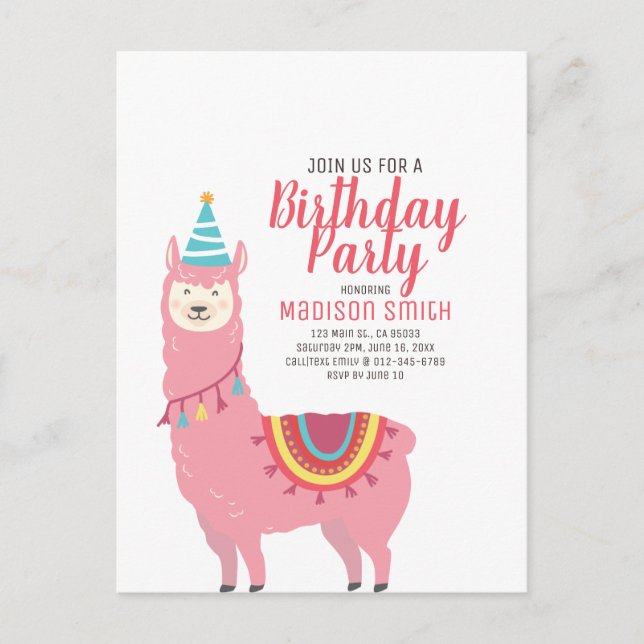 Invitation d'anniversaire licorne et ballon mignon (Devant)