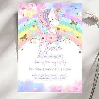 Invitation d'anniversaire licorne magique Fête lic