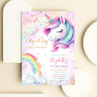Invitation d'anniversaire Licorne Magique Jour Arc