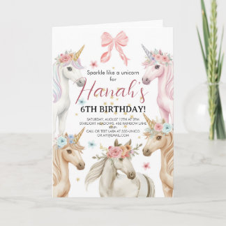 Invitation d'anniversaire licorne personnalisée su