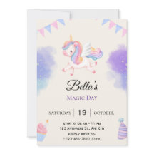 Invitation d'anniversaire Licorne Violette Personn
