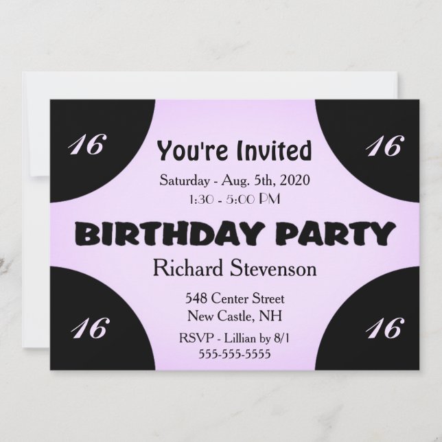 Invitation d'anniversaire Lilac Moderne (Devant)
