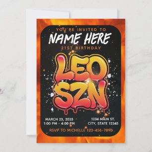 Invitation d'anniversaire Lion Zodiaque