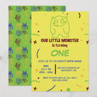 Invitation d'anniversaire Little Monster pour tout