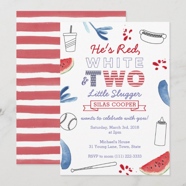 Invitation d'anniversaire Little Slugger Baseball  (Devant / Derrière)