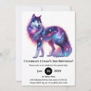 Invitation d'anniversaire Loup de la Galaxie Rêveu