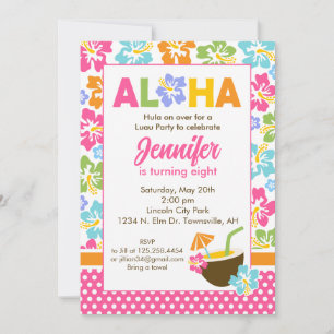 Invitation d'anniversaire Luau