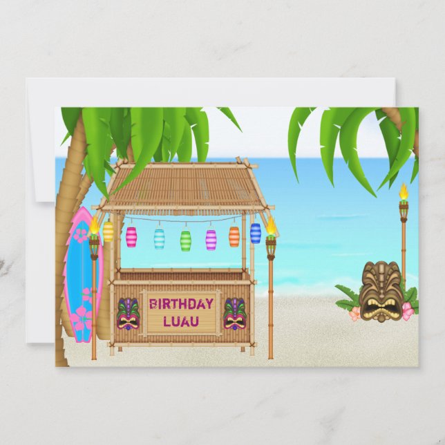 Invitation d'anniversaire Luau personnalisée (Devant)