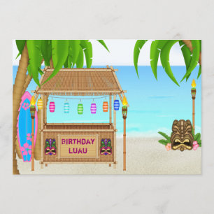 Invitation d'anniversaire Luau personnalisée