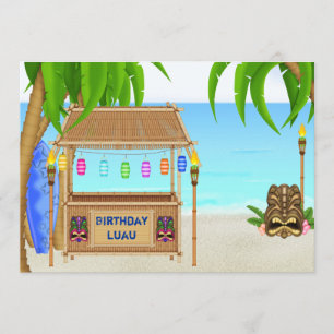 Invitation d'anniversaire Luau personnalisée