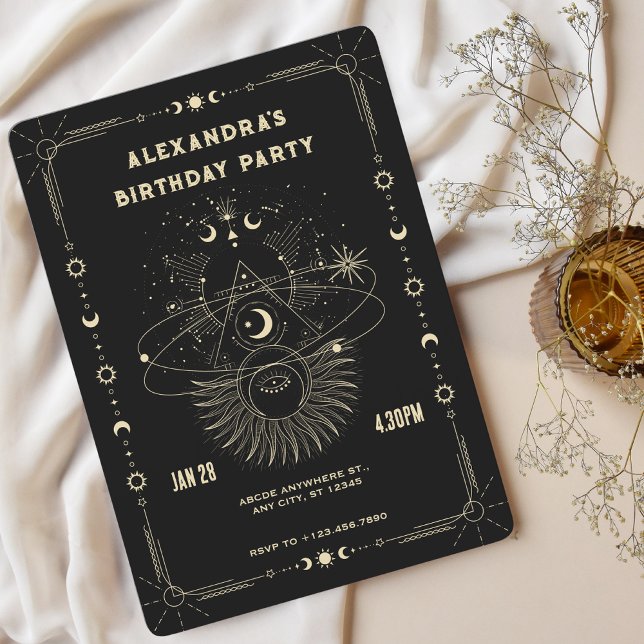 Invitation d'anniversaire lunaire céleste d'art my (Créateur téléchargé)