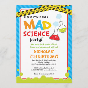 Invitation d'anniversaire Mad Science / Mad Scient