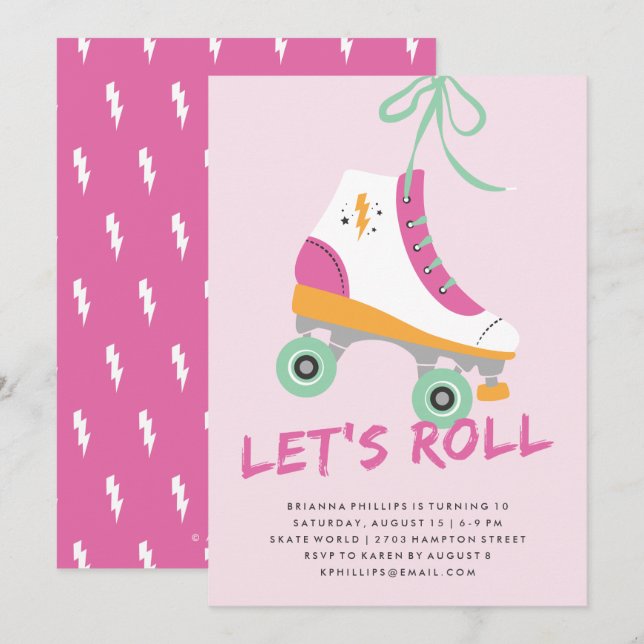 Invitation d'anniversaire - Magenta (Devant / Derrière)