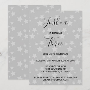 Invitation d'anniversaire Magic Star Grey