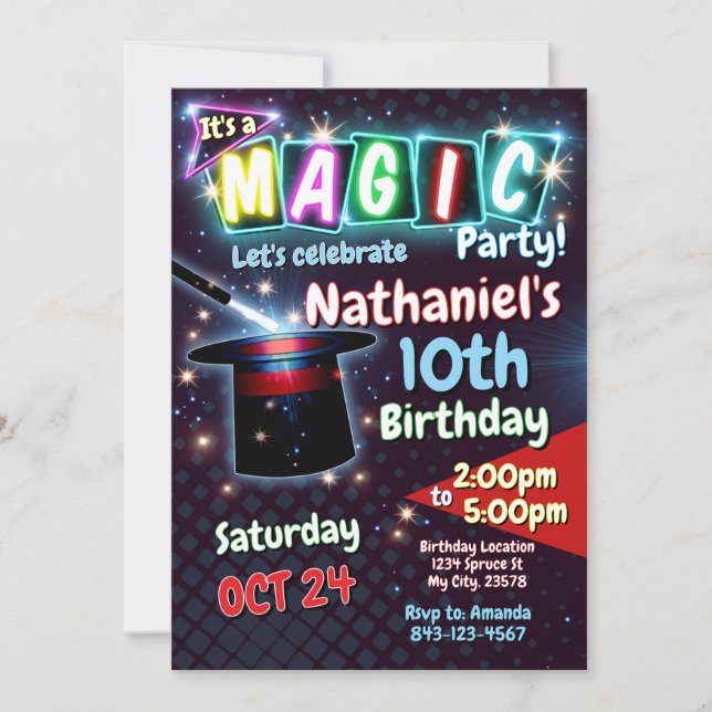 Invitation d'anniversaire magique (Devant)