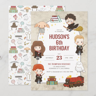 Invitation d'anniversaire magique de personnage Ha