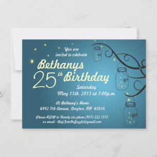 Invitation d'anniversaire Mason Jar en Turquoise /