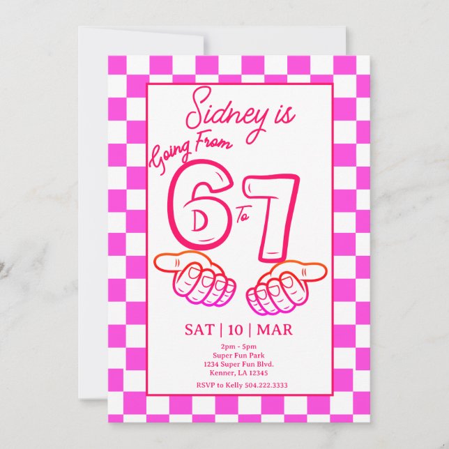Invitation d'anniversaire Memes De 6 à 7 ans Damie (Devant)