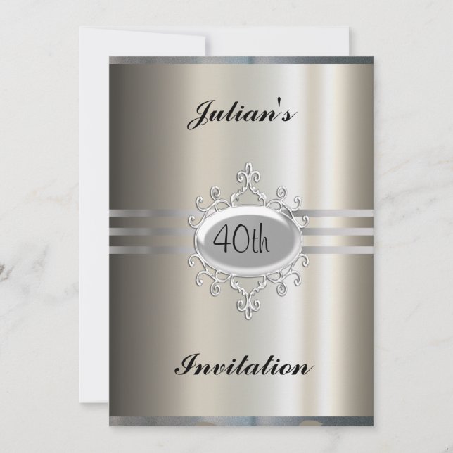 Invitation d'anniversaire métallique élégant (Devant)