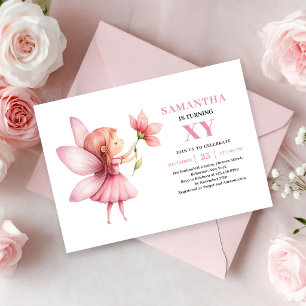 Invitation d'anniversaire mignonne de Fée Rose Mag