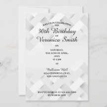 Invitation d'anniversaire minimale en noir et blan