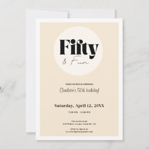 Invitation d'anniversaire minimaliste beige 50 ans